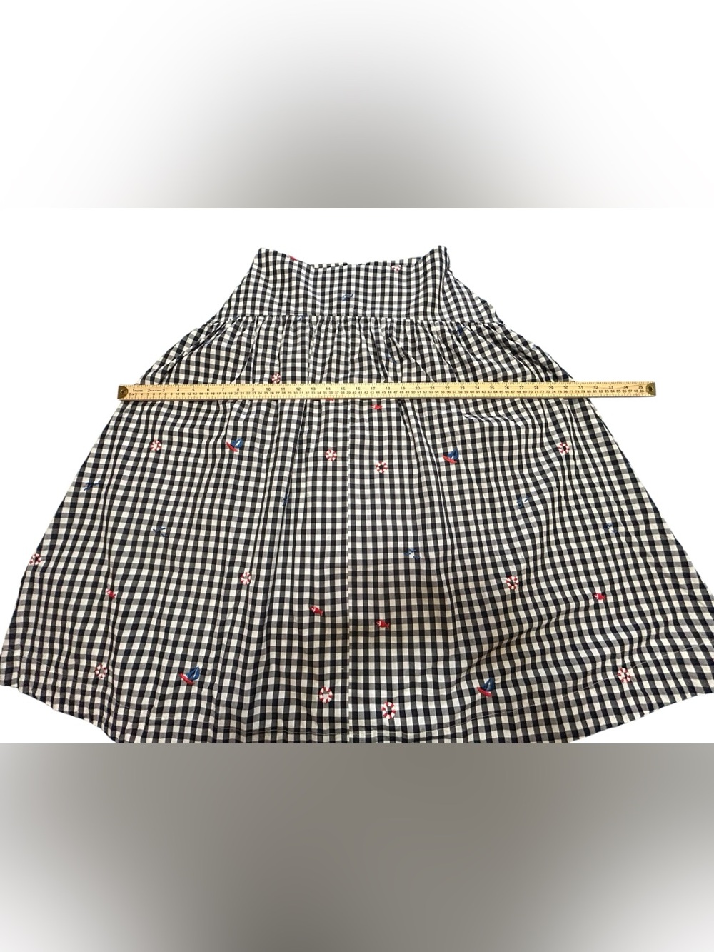 Black & White Gingham A-Line Skirt with Subtle Embroidered Accents - Picture 4 of 16